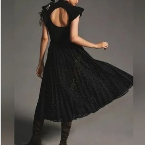 Sold Out Item! Anthropologie Sheer Lace Pleated Midi Skirt Size S